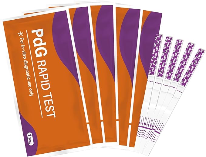 PdG Test Strips for Women 5 Packs, Up to 96% Detection Accuracy, Professional-Grade & Lab-Tested Precision, At-Home Fertility Ovulation Test, Progesterone Urine Test, Individually Wrapped