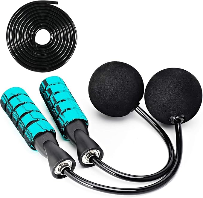 2 in 1 Jump Rope for Women Men and Kids - Tangle-Free Cordless Skipping Jump Rope with Ball Bearings and Foam Handles for Rapid Speed Fitness Workouts