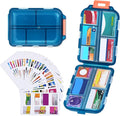 Travel Pill Organizer with Medicine Labels, 10 Compartments Travel Pill Box Medicine Organizer Purse Pill Case Daily Pill Container (Green, 189 Lables)