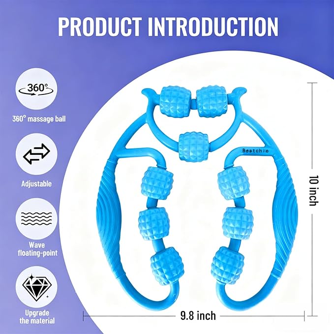 Beatchic Neck Massager Muscle Roller Leg Calf Massager for Circulation and Pain Relief with Massage Ball Multi-Functional Body Massage Tools