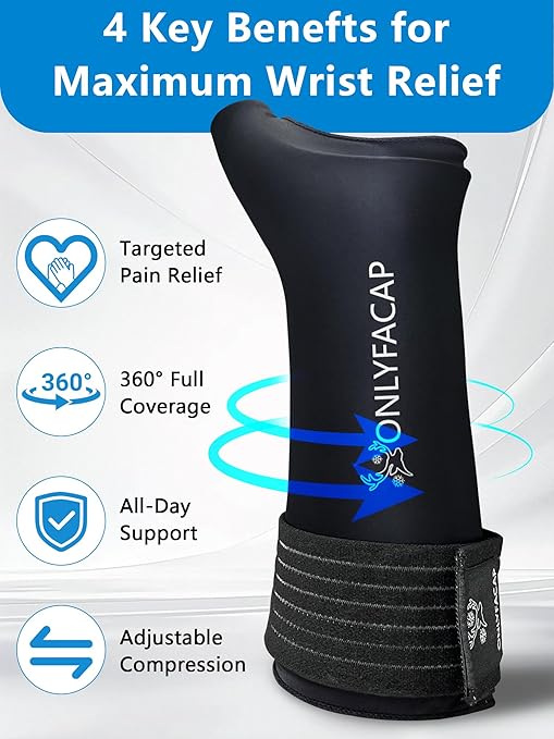 Wrist Ice Pack Wrap,Ice Packs for Injuries Reusable Gel,Hot and Cold Compression Therapy for Hand and Thumb,Wrist Brace for Tendonitis,Carpal Tunnel Relief,Arthritis Sprains (Medium)