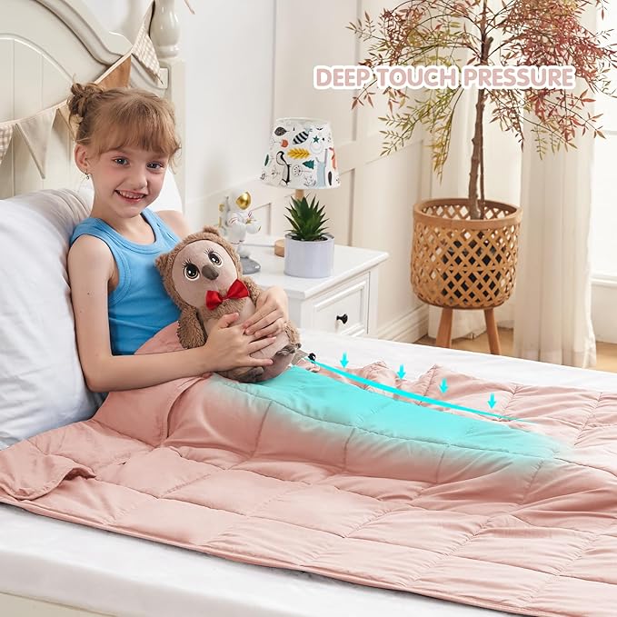 yescool Pink Weighted Blanket 3 Pounds Cooling Weighted Lap Blanket, Heavy Blanket for Sleeping, Weighted Throw Blanket Gifts for 20-40lbs, 36"x48"