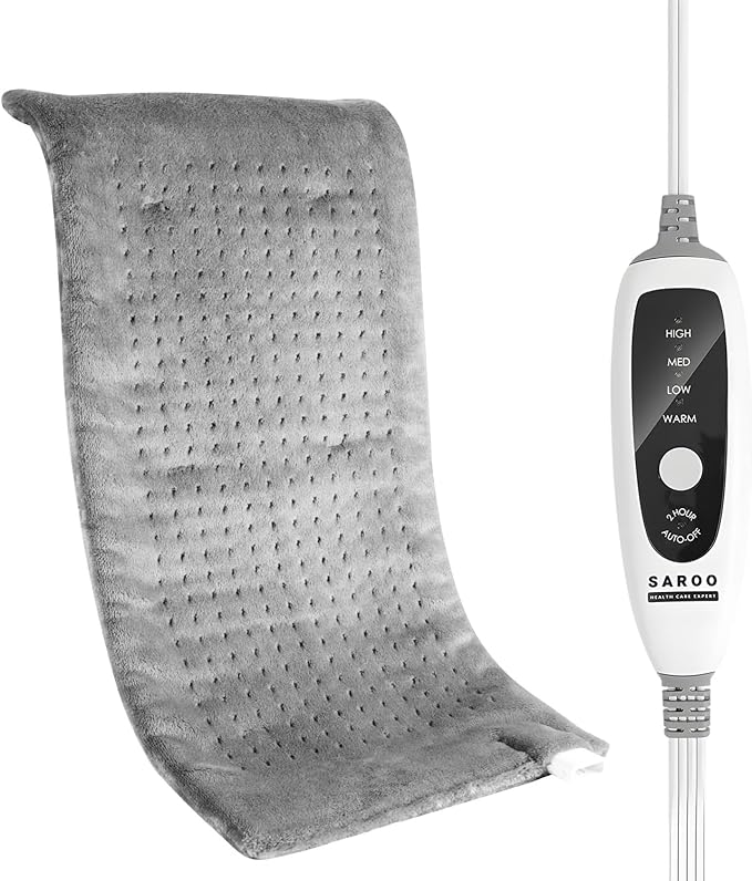 Heating Pad for Back,4lb Weighted Heating Pads for Pain Relief & Cramps,Moist Heat Pads for Neck,Shoulder,Knee, Leg,Birthday Gifts for Women,Men,12"×24",4 Heat Settings, Auto Off, Light Grey
