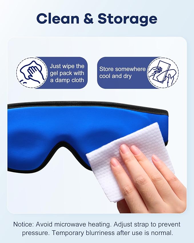 Upgraded Cooling Gel Eye Mask for Puffy Eyes: Larger Full-Eye Cover Design, FSA Eligible Items HSA, Ice-Cold Therapy Relief, Headache & Migraine Relief, Reusable Cold Compress for Eye Strain (Black)