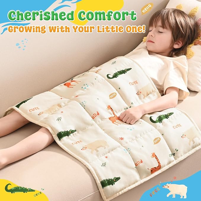 anfie Weighted Lap Pad 2 Pounds, Weighted Blanket (30"*40") Cooling Blanket for Sleeping,Weighted Throw Blanket for Travel Indoor Outdoor (Beige Animal)