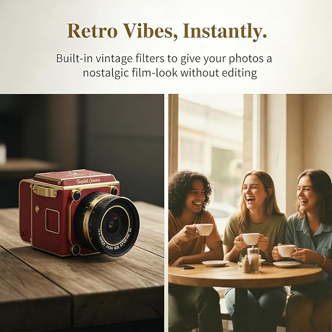 Vintage Digital Camera, 64MP 2.7K Retro Point and Shoot Camera with Autofocus, 2" IPS Waist-Level Screen & 16GB TF Card, 16X Zoom Compact Photography Camera for Beginners Kids Teens, Butterfly Door