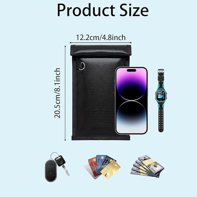 yaokvide Faraday Bags for Phones & Car Keys, Fireproof & Waterproof Faraday Key Fob Protector, Anti-Theft Signal Blocker Pouch