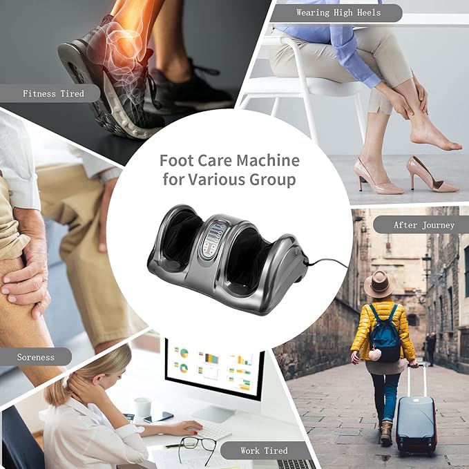 Giantex Shiatsu Foot Massager Machine for Feet, Nerve Pain Therapy Spa Gift Deep Kneading Rolling Massage for Leg Calf Ankle, Electric Shiatsu Foot Massager w/Remote, 4 Modes, Gray