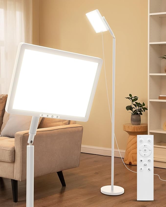 Sunlight Lamp, 12000 Lux Full Spectum Sun Lamp Natural Light Lamp for Home/Office/Morning Routine, 4 in 1 Mount, 5 Mode Adjustable 10 Brightess Levels, 5 Color Modes,Timer, Memory