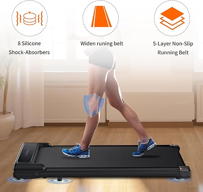 Under Desk Treadmill, Walking Pad 300 lb Capacity, Desk Treadmill for Home Office, 2.5HP Low Noise Walking Treadmill Pad with Remote Control, Portable Treadmill for Home Office (Black)
