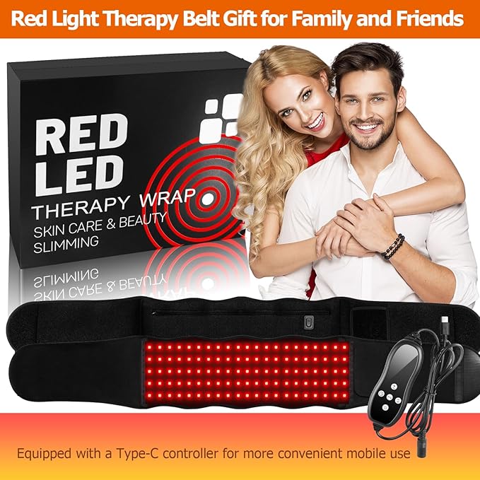 Red Light Therapy for Body, 660nm & 850nm Infrared Red Light Wrap, Upgraded 3 in 1 LED Beads with Timer Remote Control and Vibration Function,for Belt Shoulder Waist