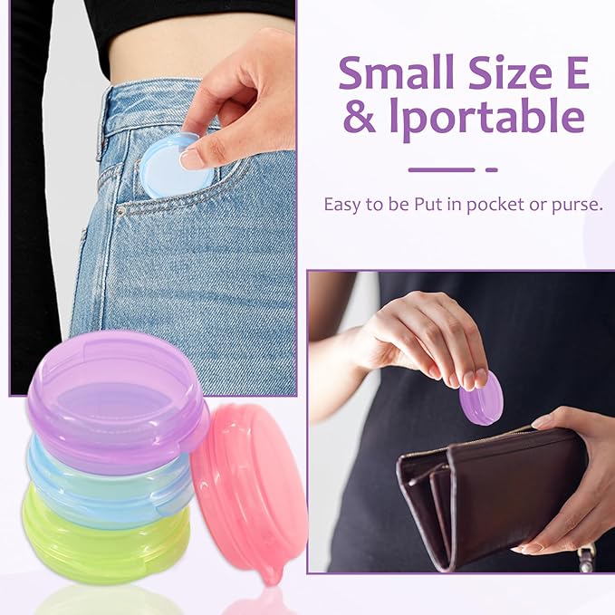 8 Pcs Small Pill Case, Colored Mini Pill Box, Portable Daily Mini Medicine Holder for Purse Pocket Briefcase, Perfect for Traveling(Pink+Blue+Green+Purple)