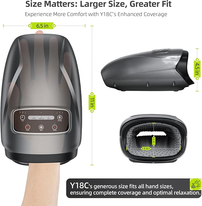 Hand Massager with Heat Cordless Rechargeable, 3 Heating, 3 Massage Mode 3 Instensity Type-C Charger
