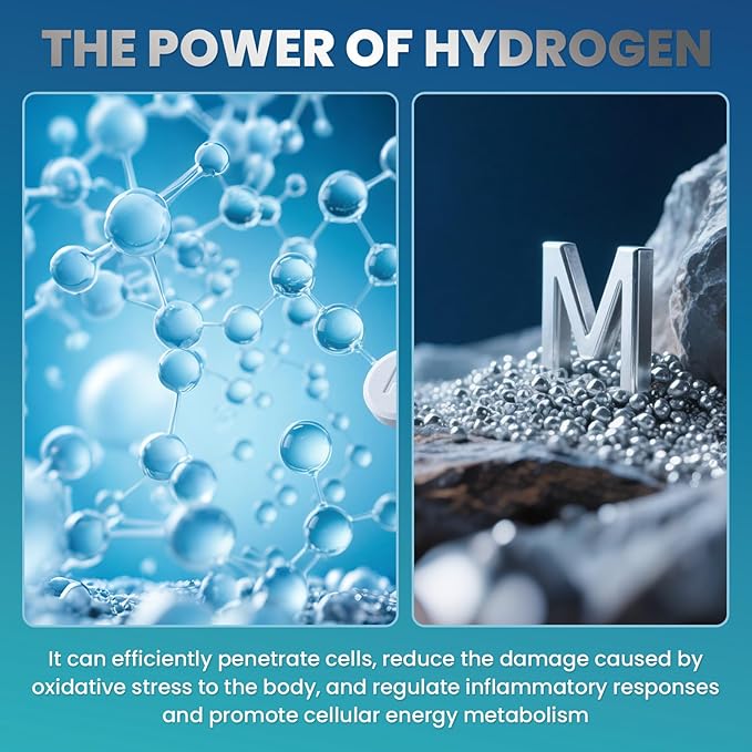 Hydrogen Water Tablets H2 Molecular 120 Tablets with Magnesium Supplement for Brain Health Cognition Function Cellular Energy Boost Antioxidant Promote Metabolism Non-GMO Gluten Free