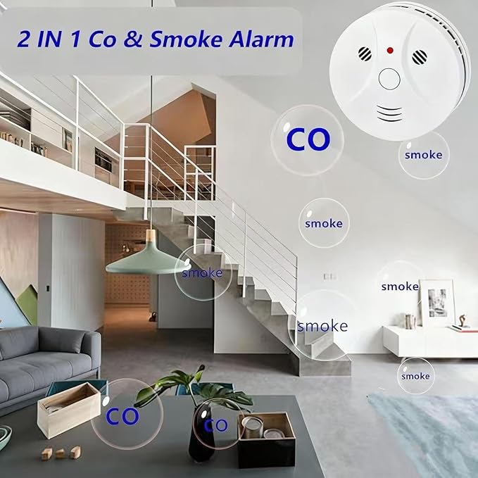 4 Pack Smoke Detector Fire Alarms Battery Operated with Photoelectric Sensor and Silence Button, Travel Portable