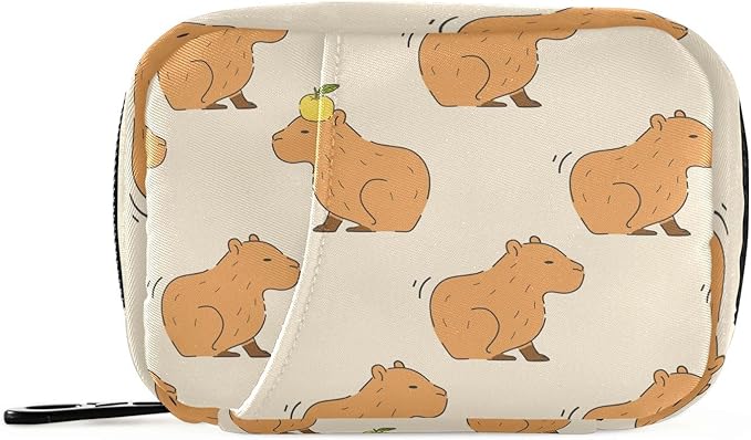 Pill Box Cute Capybara 7 Day Pill Case Travel Pill Organizer Bag with Zipper Portable Weekly Vitamin Medicine Supplement Holder Pouch Bag