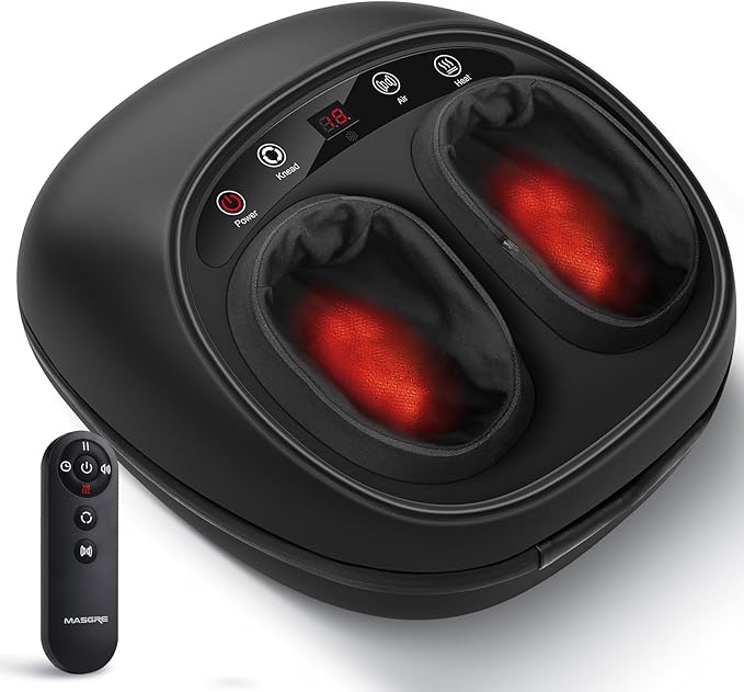 Foot Massager with Heat, Deep Kneading Therapy Compression, Shiatsu Feet Massager Machine for Plantar Fasciitis, Neuropathy Pain, Birthday Gifts for Women Mom Men Dad