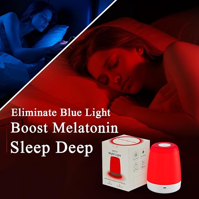 Baby Red-Light Night Light: 670m Red Light Therapy for Sleep in Bedroom & Nursery - Stimulates Melatonin Production for Deeper Sleep for Adults & Kids (White)