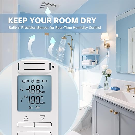 Smart Humidity Sensor Switch, Ortis Auto Bathroom Fan Control with Real-Time LCD Display, for Bathroom Basement Garage Moisture Protection, Neutral Wire Required
