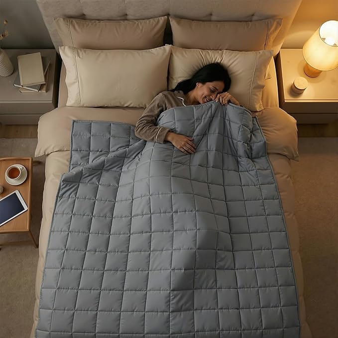 Smart Queen Weighted Blanket for Adults (Queen Size 60x80,15lbs) Large Soft Heavy Blanket Machine Washable for Fall, Bedding &Napping with Soft Cotton (60x80 | 15lbs Grey)