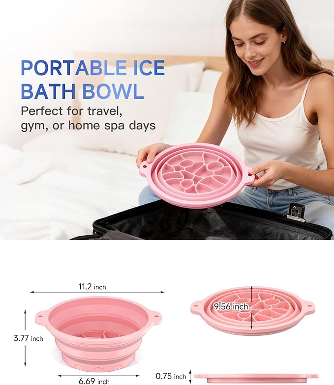 Face Bowl for Ice with Built-in Ice Tray Collapsible Silicone Facial Ice Bath Bowl Small Reusable Cold Plunge Basin, Ideal for Home Travel Use, Cold Bath Spa Tool