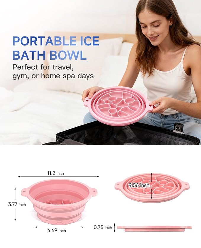 Foldable Silicone Face Ice Bath Bowl, Built-in Ice Tray for Cold Therapy Facial Basin, Skin Tightening & Puffiness Reduction, Ideal for Home, Spa & Travel Use