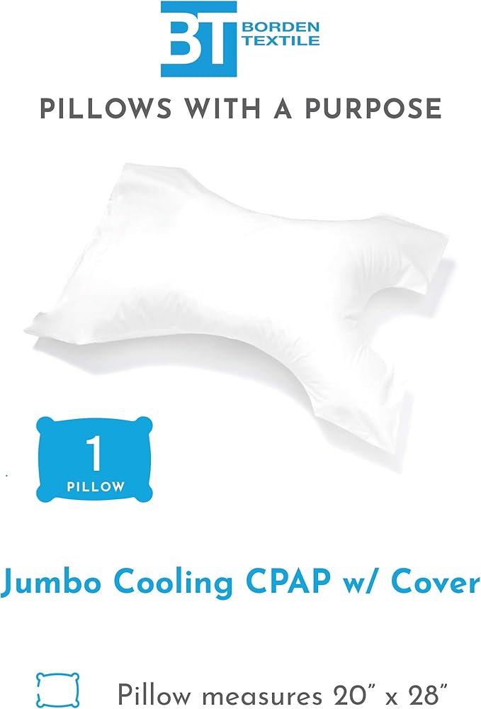 CPAP Pillow by Pillows with a Purpose - Jumbo Size with Cooling Fabric - Unqiue Design with Contoured Cut-Outs - Hypoallergenic with Cover Included