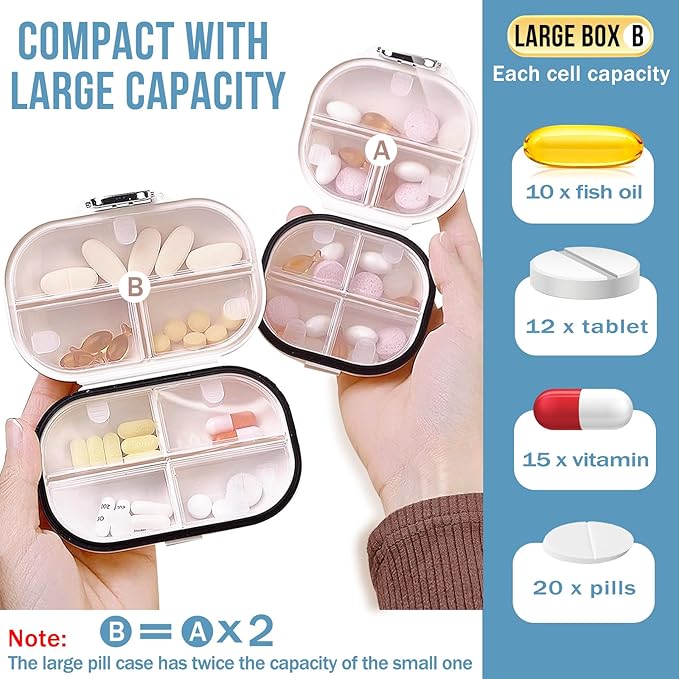 Travel Pill Organizer, 7 Day & Pill Organizer 3 Times A Day, 7 Day Pill Box - GloDeals Weekly Pill Organizer Daily Medicine Container Dispenser Case for Vitamin Fish Oil Supplement