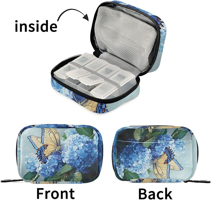 Travel Pill Case Flower Floral Weekly Small Pill Box 7 Day Pill Box Pill Organizer Bag