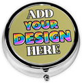 Custom Travel Pill Box, Medicine Pill Organizer Case Container Travel Pill Holder Vitamin for Boxes Med Wallet Portable Mini Pastillero Round, Dark Khaki, Personalized Gifts with Photo