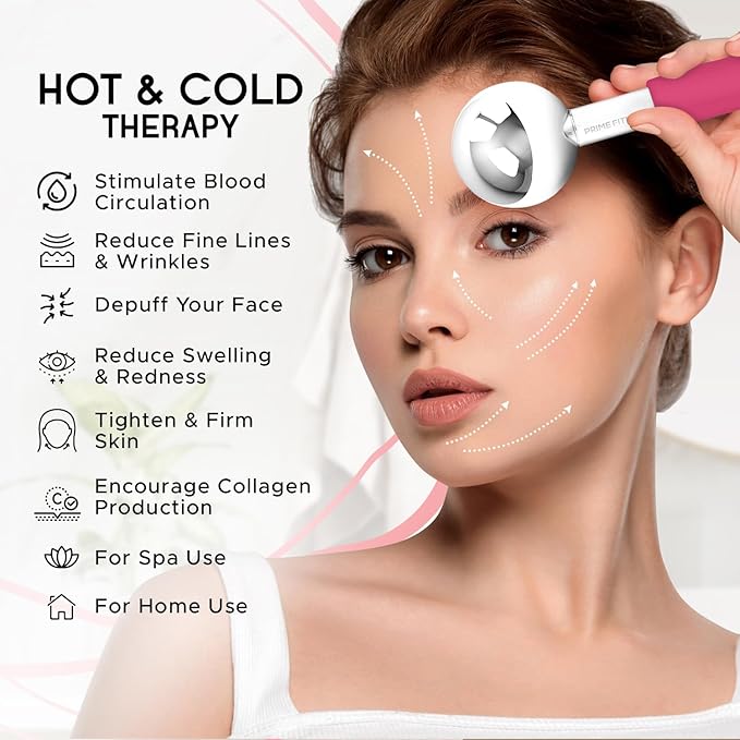 Ice Globes for Facials | Unbreakable Steel Cooling Roller | Cryo Sticks for Face | Massager for Face Neck & Eyes | Skin Care for Dark Circles, Puffiness, Wrinkles, Collagen Production (Pink)