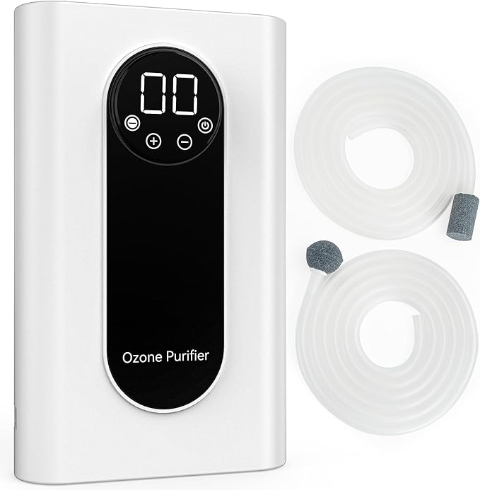 High-output 1000mg/h Ozone Bubbler for Purifying Water and Air,Multipurpose Ozone Machine with Negative Ion and Timer,Portable Water Ozonator for Food F&V Home Hunting Cold Plunge Bathroom