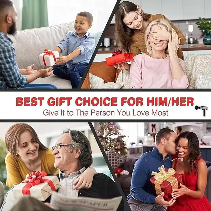 Massage Gun,Upgrade Deep Tissue Muscle Massager for Pain Relief,Percussion Massager with 4 Massage Heads & Silent Brushless Motor,Portable Handheld Massager Gifts for Women Men