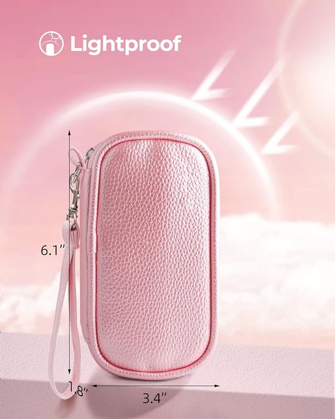 Cute Pill Organizer 2 Times a Day, PU Leather Pill Case for Women, Portable Weekly Pill Box for Purse with Storage Bag to Hold Vitamins, Medications, Fish Oils, Supplements (Pink)