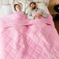 L'AGRATY Queen/King Size Weighted Blanket for Adults 15lbs, 80"x87" — Cooling Breathable Heavy Blanket with Glass Beads for Sleeping Perfect Hot Sleepers & Couples Machine Washable All-Season Pink