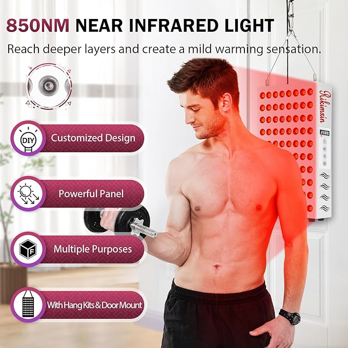 Red Light Therapy for Body Face 80 LEDs, Red Light 660nm & 850nm Near Infrared Light Therapy Device Panel, Dual Chips with Timer & Controller