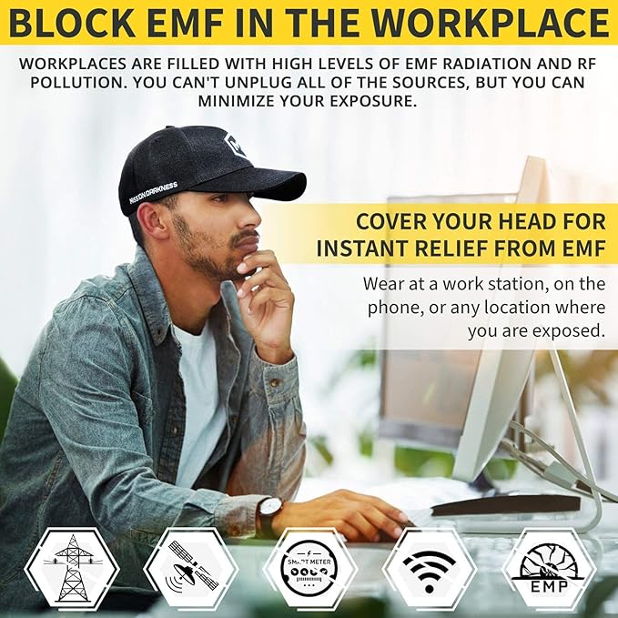 Mission Darkness EMF Blackout Hat - Anti-Radiation Snapback Cap Protects Against EMF EMI RF 5G Wireless Signals - Universal Adult Size (Adjustable)
