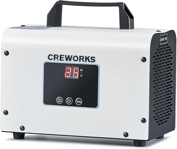 CREWORKS Digital Ozone Generator, 35000 mg/h High Capacity Ozone Machine for Car Home Smoke Pet Odor Removal, Commercial Ozone Odor Eliminator Air Purifier with Adjustable Settings for 3200 sq ft Room