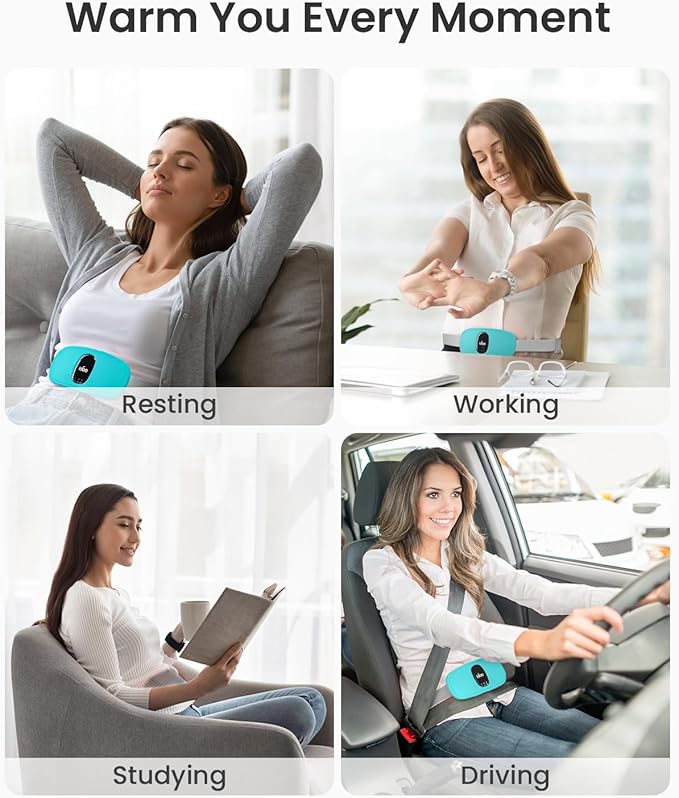iDOO Heating Pad for Period Cramps, FSA Eligible Items Only List, Portable Cordless Heating Pad, Electric Waist Belt Device, Gifts for Girlfriend Mom Wife Women (Blue)