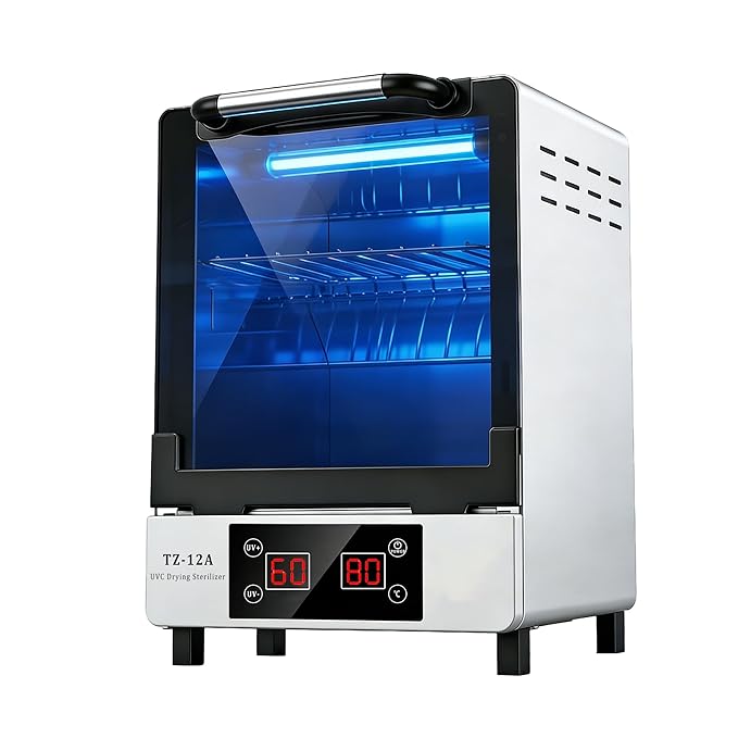 Nail Tool UV cleaning cabinet, Large capacity Stainless Steel cleaning, with Drying Function, Temperature and Timer Control, up to 60 Minutes, 110V Power Supply