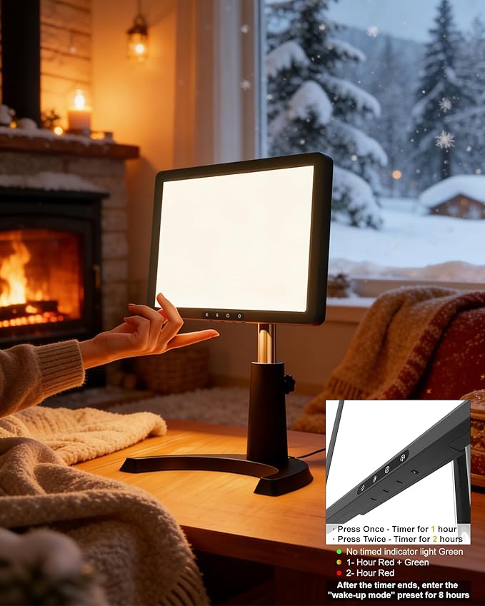 10000 Full Spectrum, UV-Free Light LED Sunlight Lamp with 3 in 1 Mount, Timer & Adjustable Brightness, Portable, Daylight for Office Reading Morning Routine