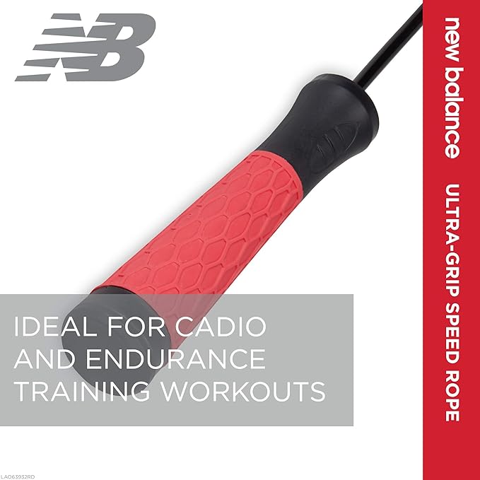 New Balance New Balance Speed Jump Rope - 9 Foot Long Adjustable Jumping Rope | Tangle-Free Skipping Cable & Ultra-Grip Handles