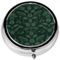 Hunter Green Floral Petals Pattern Print Pill Box 3 Compartment Small Pill Case Portable Pill Box for Pocket Or Purse Cute Medicine Organizer Holder to Hold Vitamins Medication