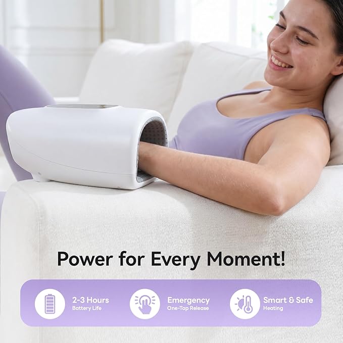 vrenmol Air Compression Hand Massager with Heat: Wrist Heating Electric Hand Massager, 3 Modes Dual-Effect Massage Tools 5 Temperature 5 Intensities Rechargeable Home Gift for Women Men