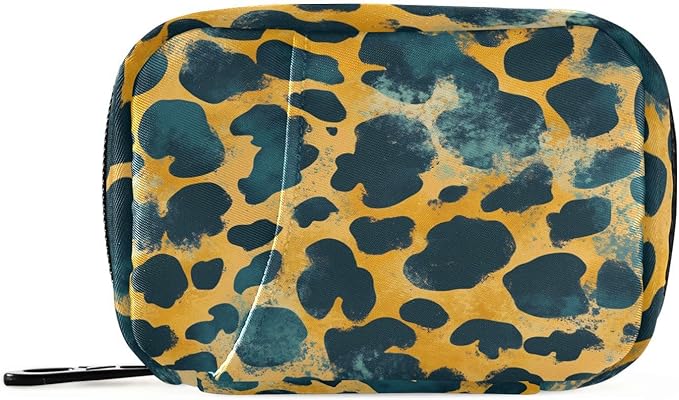 Pill Box Leopard Print 7 Day Pill Case Travel Pill Organizer Bag with Zipper Portable Weekly Vitamin Medicine Supplement Holder Pouch Bag