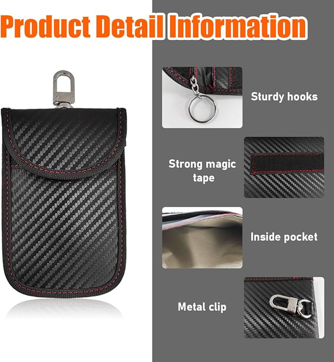 Faraday Pouch for Car Keys, Signal Blocking RFID Faraday Bag Cage, Anti-Theft Key Fob Pouch Protector (Medium)
