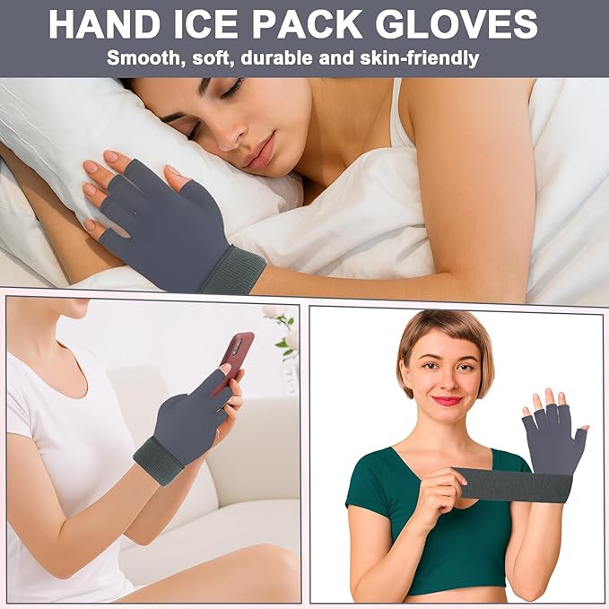 Finger Arthritis Compression Hand Ice Pack Gloves for Pain Relief, Adjustable Wrist Ice Pack for Hot & Cold Therapies, Reusable Gel Finger Ice Glove Sleeve tfor Tendinitis, Carpal Tunnel (Rose pink)