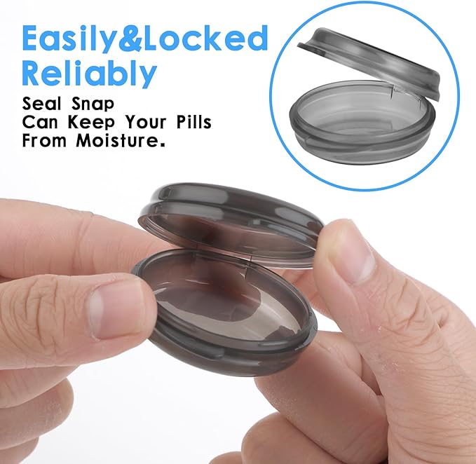 5PCS Small Pill Box, Travel Round Pill Case, Portable Medicine Pill Container Holder, Daily Mini Pill Organizer for Purse Pocket to Hold Vitamin Medication Fish Oil Supplement