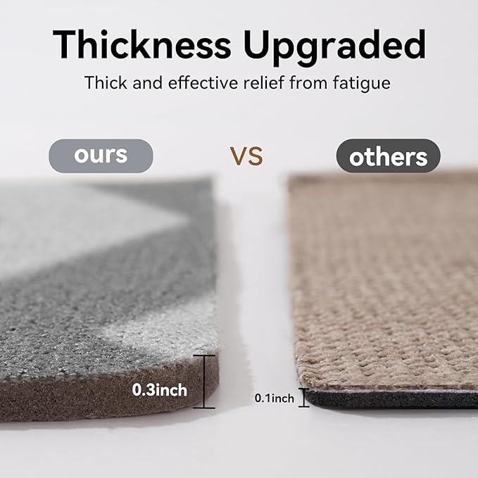 Kitchen Rugs Non Slip Washable Kitchen Mats for Floor, Super Absorbent Oil and Water Linen-Look Woven Runner Rug, Kitchen Sink Mat Standing Mat, Gray 17"x47"