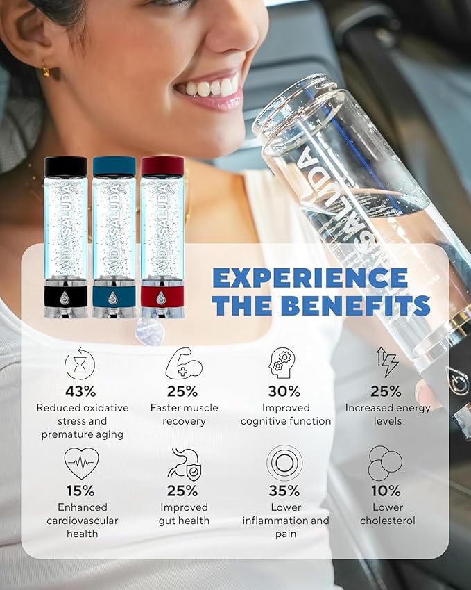 500ml (17oz) Premium Portable Hydrogen Water Bottle Generator –Under 3 Min Cycle, High-Concentration PPB, Advanced SPE/PEM, Self-Cleaning, Ionized Alkaline Water for Detox, Energy & Superior Hydration